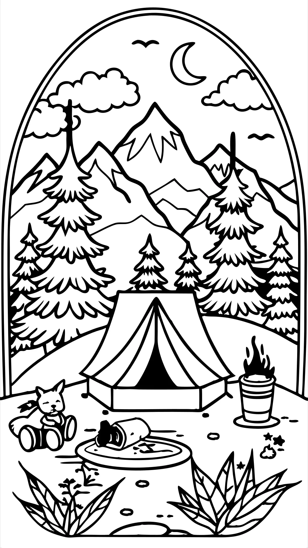 camping color pages free